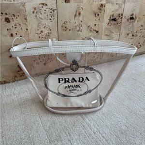 Prada Clear beach tote/bag with detachable Pouch